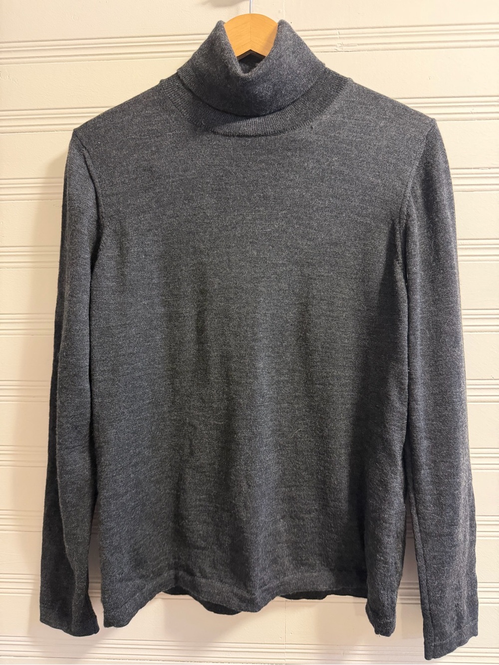 Linea Midas Made in Italy 100% Pure New Wool Turtleneck Sweater L Gray
